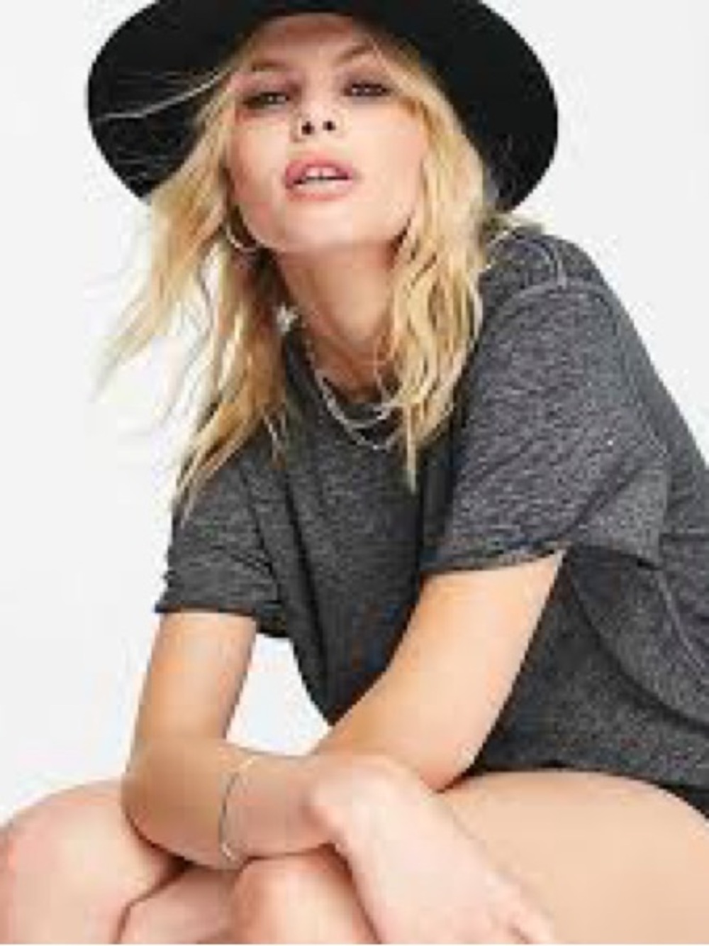 Free People We the Free Vella Tee Black Charcoal Size XS New